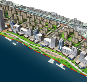 现代商业区规划su模型