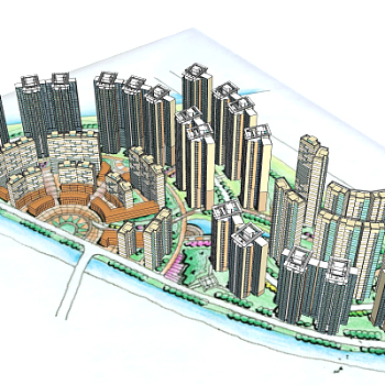 现代小区规划su模型