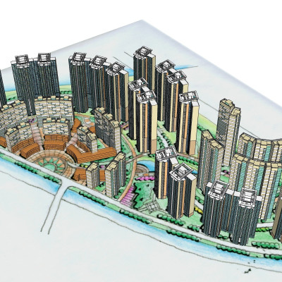 现代小区规划su模型