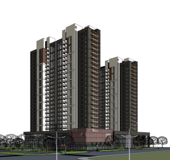 现代商住综合楼su模型