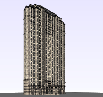 新古典高层公寓楼su模型