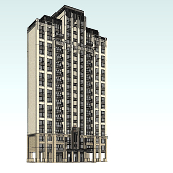 新古典高层公寓楼su模型