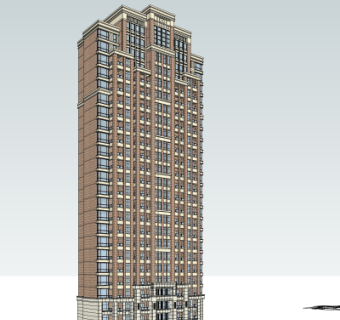 新古典高层公寓楼su模型