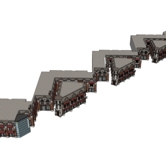 欧式沿街商业建筑su模型