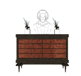 美式边柜su模型