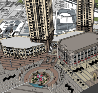 欧式沿街商业建筑su模型