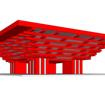 新中式建筑外观su模型