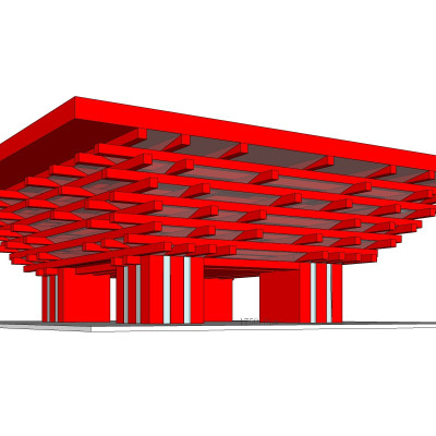 新中式建筑外观su模型