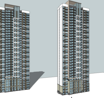 现代高层住宅外观su模型