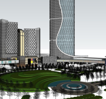 现代购物中心广场su模型