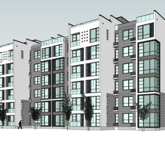 新中式公寓楼su模型