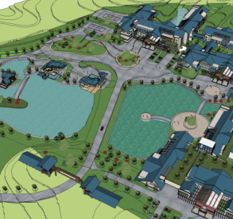 中式建筑规划su模型