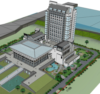 现代办公楼su模型