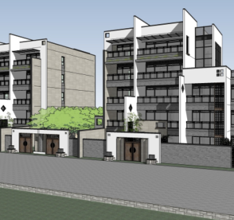 中式住宅外观su模型