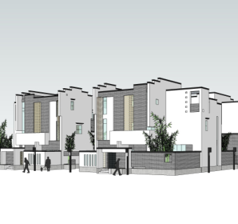 新中式别墅外观su模型