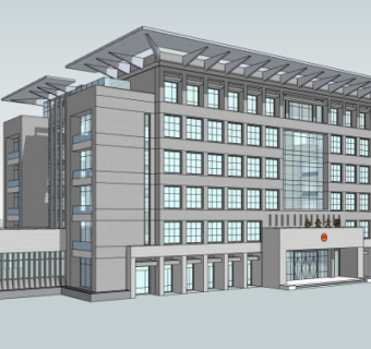 现代办公楼外观su模型