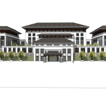 新中式酒店su模型