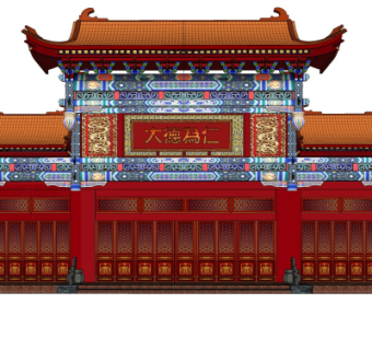 中式牌坊门头su模型