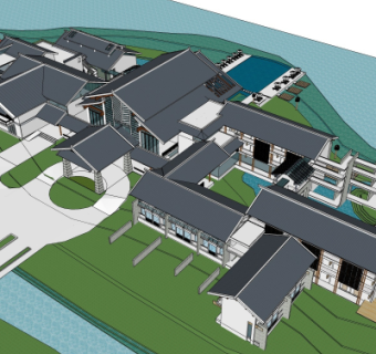 中式房屋建筑su模型