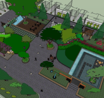 现代公园景观su模型