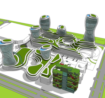 现代办公楼su模型