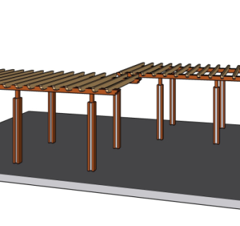 现代廊架su模型