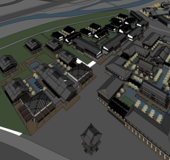 中式住宅外观su模型