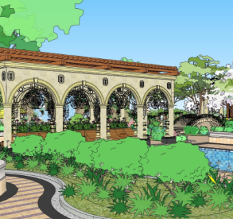 欧式园林景观su模型