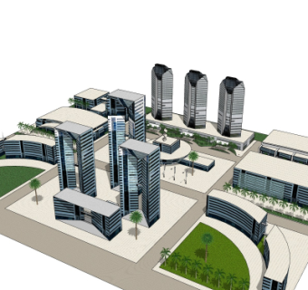 现代办公楼su模型