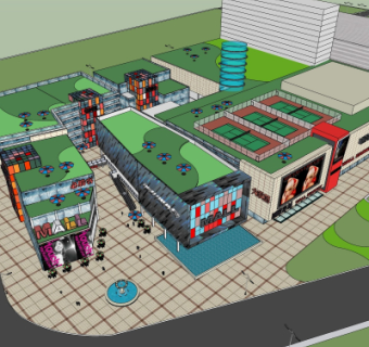 现代沿街商业建筑su模型