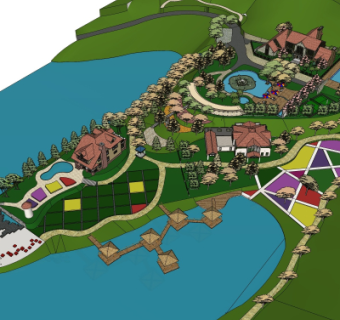 现代广场景观su模型