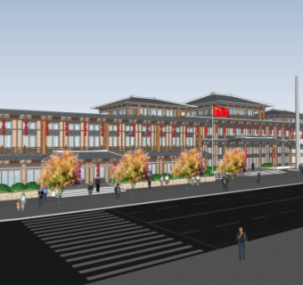 中式办公楼su模型