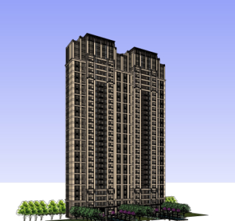 新古典高层公寓楼su模型