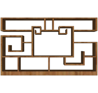 中式实木窗格su模型