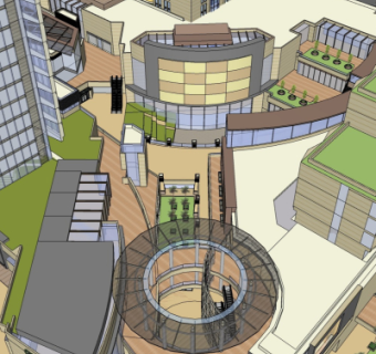 现代办公楼鸟瞰规划su模型