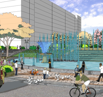 现代公园喷泉su模型