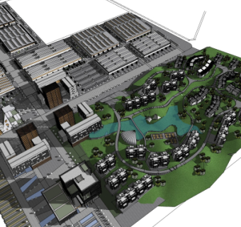 现代建筑规划su模型
