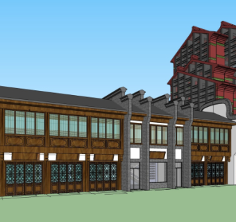 欧式会所外观su模型