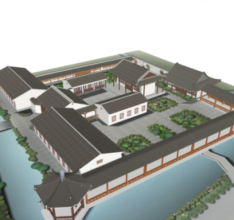 中式院子su模型