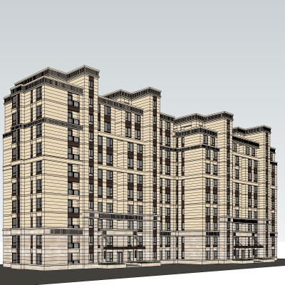 新古典公寓楼su模型
