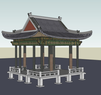 中式小亭子免费su模型