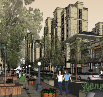 新古典沿街商业建筑su模型