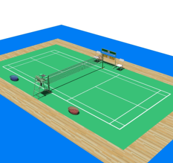 现代羽毛球场地su模型