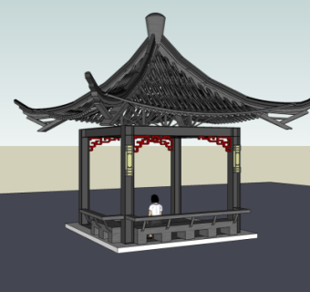 中式小亭子免费su模型