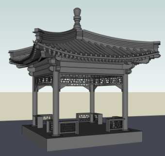 中式小亭子免费su模型