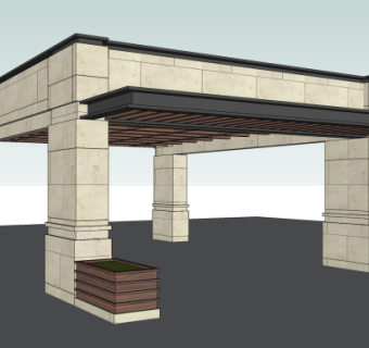 新中式廊架凉亭su模型