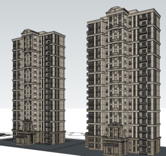 新古典高层公寓楼su模型