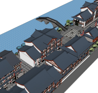 中式商业街su模型