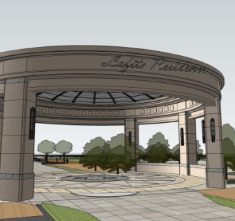 新中式廊架凉亭su模型