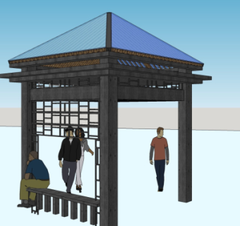 中式小亭子免费su模型